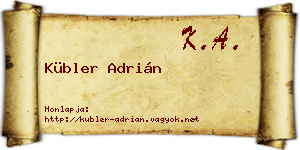 Kübler Adrián névjegykártya